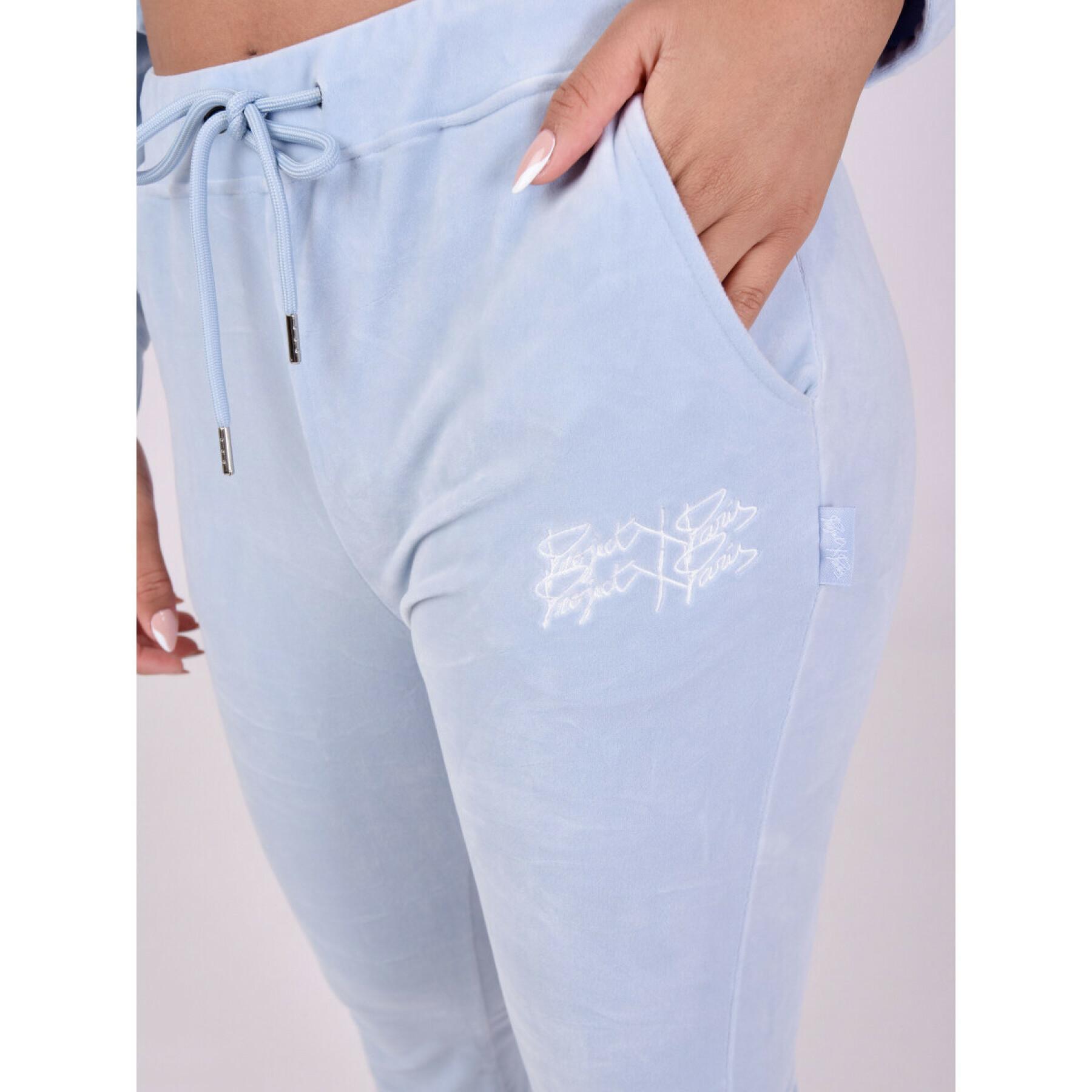 Damskie spodnie welurowe z podwójnym logo Project X Paris