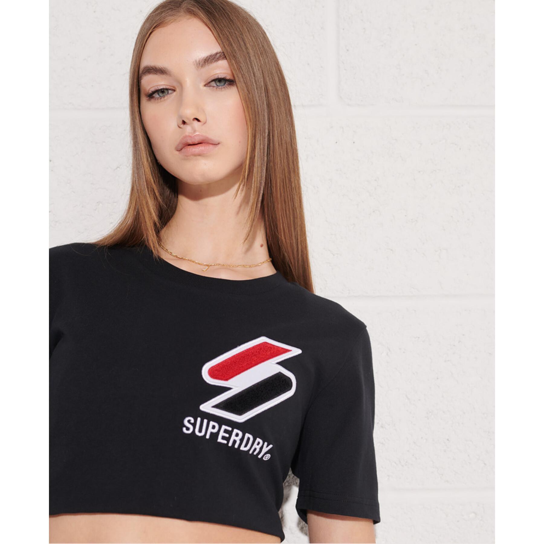 Damska koszulka z aksamitu szenilowego i bawełny organicznej Superdry Sportstyle