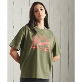 Oversize'owy wzorzysty T-shirt damski Superdry Workwear